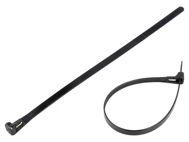Kabelbinder; losmaakbaar; L: 250mm; W: 7,2mm; polyamide; zwart Kabelbinder; losmaakbaar; L: 250mm; W: 7,2mm; polyamide; zwart